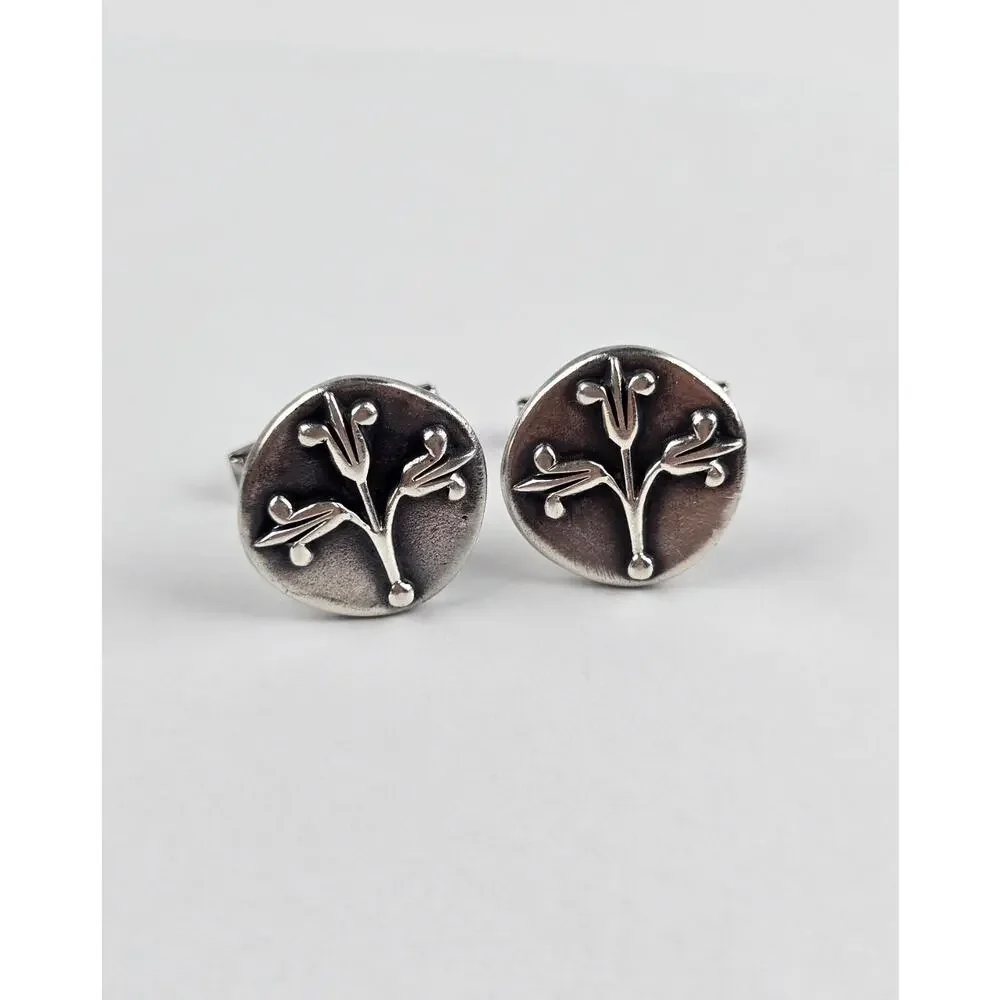 Vintage James Avery Retired Sterling Silver leaf Sprig Cufflinks Nice condition
